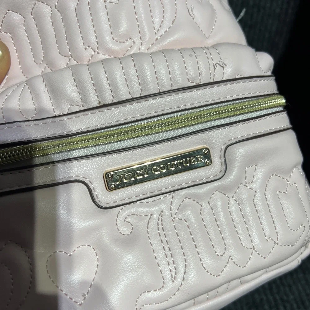 Juicy Couture Mini Backpack Womens Small Pink Embossed Logo Faux Leather Y2K Bag